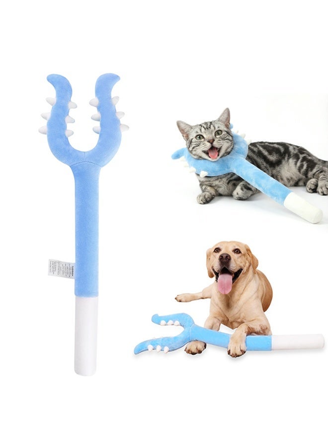 LAPET Plush Cat Wand Toy with Clamp Design - Novelty Interactive Teaser Stick for Indoor Cats, Soft Cotton Pet Play Toy, Fun Pet Gag Gift Small Medium Puppies Kittens Dogs (Blue) - Image 1